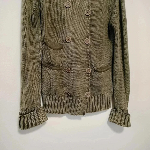 525 America Size Large Cotton Double Breast Snap Button Brown Washed Cardigan - Picture 2 of 9